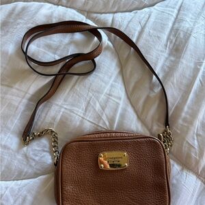 Michael Kors Tan Leather Crossbody Bag with Gold Accents